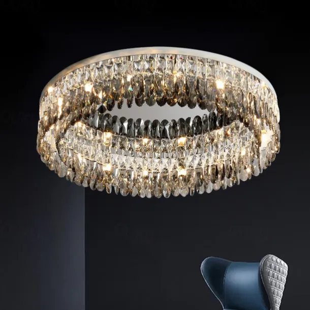 Chandelier 60/80cm LED Crystal Ceiling Light Circle Design Unique Design Flush Mount Lights Stainless Steel LED Nordic Style 110-240V