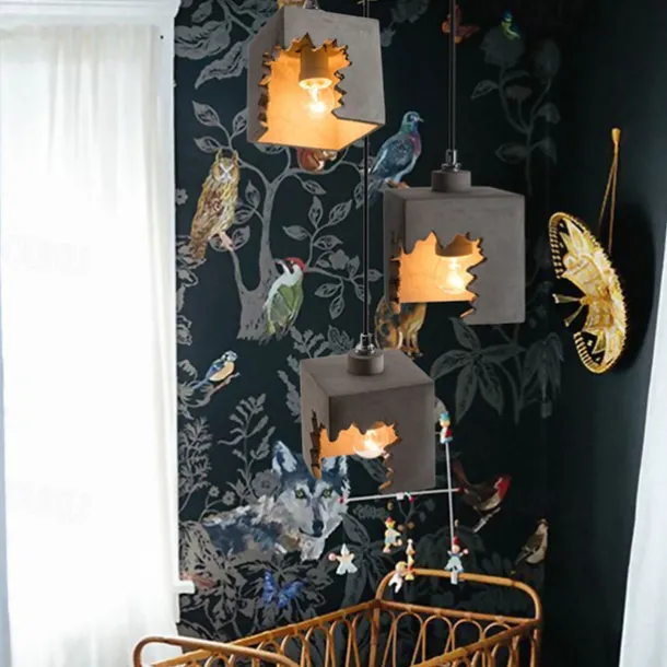 Chandelier Creative Concrete Chandelier E27 Single Head Design Light Fixture Height Adjustable Suspension Wire Lights Decoration Coffee Shop Restaurant