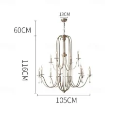 Chandelier for Dining Room Candle Style 6/9/12-Heads Modern Farmhouse Pendant Lighting,9-Light Brushed Candle Ceiling Hanging Fixture for Living Room Bedroom Coffee 110-240V