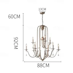 Chandelier for Dining Room Candle Style 6/9/12-Heads Modern Farmhouse Pendant Lighting,9-Light Brushed Candle Ceiling Hanging Fixture for Living Room Bedroom Coffee 110-240V