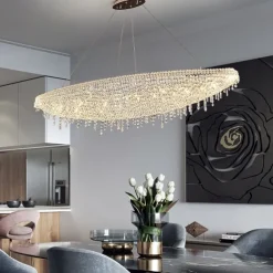 Chandelier LED Crystal 80 cm /8 Light Flush Mount Lights Spiral Staircase Long Chandelier Villa Stair Light Duplex Chandelier 110-240V