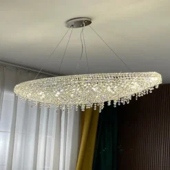 Chandelier LED Crystal 80 cm /8 Light Flush Mount Lights Spiral Staircase Long Chandelier Villa Stair Light Duplex Chandelier 110-240V