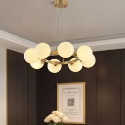 Chandelier Pendant Lighting Gold Copper with Glass Globes Classic Vintage Sputnik Ceiling Light Fixture for Kitchen Living Room Dining Room Bedroom Farmhouse