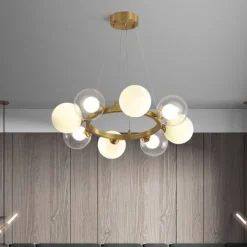Chandelier Pendant Lighting Gold Copper with Glass Globes Classic Vintage Sputnik Ceiling Light Fixture for Kitchen Living Room Dining Room Bedroom Farmhouse