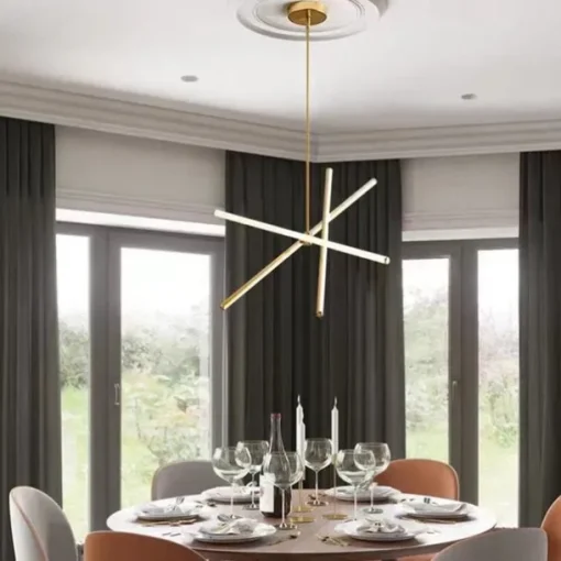 Chandeliers LED Sputnik Chandelier Dia68CM Aluminum Frame Black Painted Finishes for Living Room Bedroom Coffee Bar Warm WhiteWhite Light