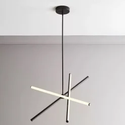 Chandeliers LED Sputnik Chandelier Dia68CM Aluminum Frame Black Painted Finishes for Living Room Bedroom Coffee Bar Warm WhiteWhite Light