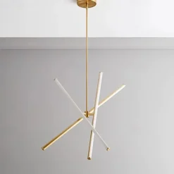 Chandeliers LED Sputnik Chandelier Dia68CM Aluminum Frame Black Painted Finishes for Living Room Bedroom Coffee Bar Warm WhiteWhite Light