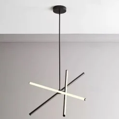 Chandeliers LED Sputnik Chandelier Dia68CM Aluminum Frame Black Painted Finishes for Living Room Bedroom Coffee Bar Warm WhiteWhite Light
