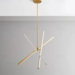 Chandeliers LED Sputnik Chandelier Dia68CM Aluminum Frame Black Painted Finishes for Living Room Bedroom Coffee Bar Warm WhiteWhite Light
