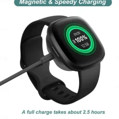 Charger for Fitbit Sense/Sense 2/Versa 3/Versa 4, Replacement Charging Cable Cord Magnetic Dock Stand for Fitbit Sense 1/2, Versa 3/4 Smartwatch