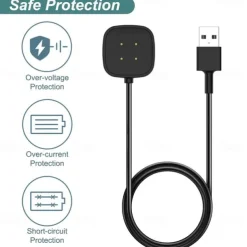 Charger for Fitbit Sense/Sense 2/Versa 3/Versa 4, Replacement Charging Cable Cord Magnetic Dock Stand for Fitbit Sense 1/2, Versa 3/4 Smartwatch