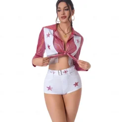 Cheerleader Halloween Outfits Costume Two Piece Set Drag & Glam Star Print Adults' Women's Halloween Carnival Pride Parade Pride Month Easy Halloween Costumes Dress Up