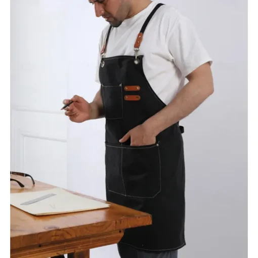 Chef Apron For Women and Men, Kitchen Cooking Apron, Personalised Gardening Apron with Pockets,Adjustable Strap For Carpenters, Mechanics, Painters