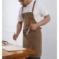 Chef Apron For Women and Men, Kitchen Cooking Apron, Personalised Gardening Apron with Pockets,Adjustable Strap For Carpenters, Mechanics, Painters