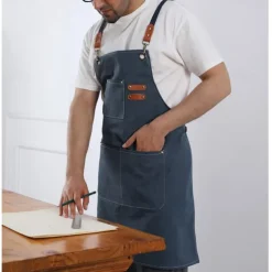 Chef Apron For Women and Men, Kitchen Cooking Apron, Personalised Gardening Apron with Pockets,Adjustable Strap For Carpenters, Mechanics, Painters