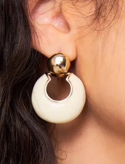 Chic Gold and Ivory Hoop Earrings – Modern Statement Earrings for Women, Perfect for Casual and Formal Occasions