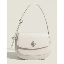 Chic White Leather Shoulder Bag for Women - Stylish Small Crossbody Bag for Casual and Formal Outfits