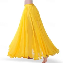 Chiffon Belly Dance Skirt for Women Belly Dancing Costume Outfit Tribal Maxi Full Skirts Solid Color Skirt Voile