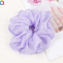 Chiffon Hair Rope Hair Ring Love Heart Printing Satin Fabric Covered Scrunchy Elastic Hair Bands Top Knots Ponytail Holder Accessories for Women