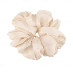 Chiffon Hair Rope Hair Ring Love Heart Printing Satin Fabric Covered Scrunchy Elastic Hair Bands Top Knots Ponytail Holder Accessories for Women