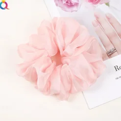 Chiffon Hair Rope Hair Ring Love Heart Printing Satin Fabric Covered Scrunchy Elastic Hair Bands Top Knots Ponytail Holder Accessories for Women