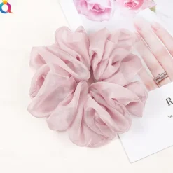 Chiffon Hair Rope Hair Ring Love Heart Printing Satin Fabric Covered Scrunchy Elastic Hair Bands Top Knots Ponytail Holder Accessories for Women