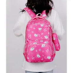 Children's Cartoon Printed School Backpack with Multi-Pockets, Lightweight Waterproof Kids Bookbag for Elementary Students, Available in Pink, Black, Purple and Blue
