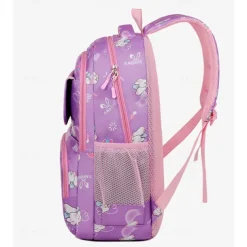 Children's Cartoon Printed School Backpack with Multi-Pockets, Lightweight Waterproof Kids Bookbag for Elementary Students, Available in Pink, Black, Purple and Blue