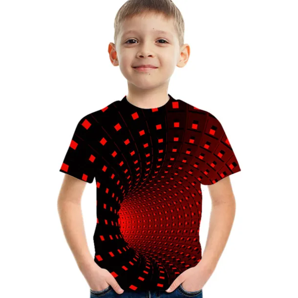 Children's Day Boys 3D Graphic Optical Illusion T shirt Tee Short Sleeve 3D Print Summer Sports Streetwear Punk & Gothic Polyester Kids 3-12 Years Daily
