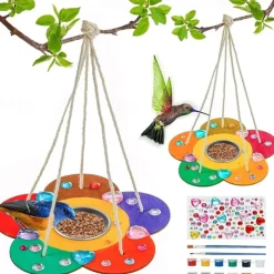 Children's Outdoor Bird Feeder DIY Wooden Graffiti Feeder Outdoor Toy Set Suitable for Boys and Girls