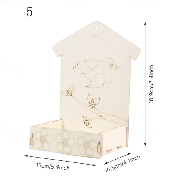 Children's Outdoor Bird Feeder DIY Wooden Graffiti Feeder Outdoor Toy Set Suitable for Boys and Girls
