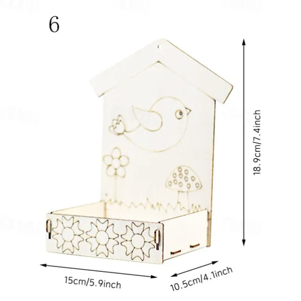 Children's Outdoor Bird Feeder DIY Wooden Graffiti Feeder Outdoor Toy Set Suitable for Boys and Girls
