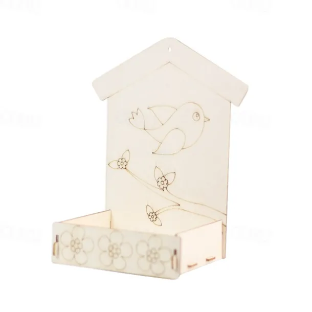 Children's Outdoor Bird Feeder DIY Wooden Graffiti Feeder Outdoor Toy Set Suitable for Boys and Girls