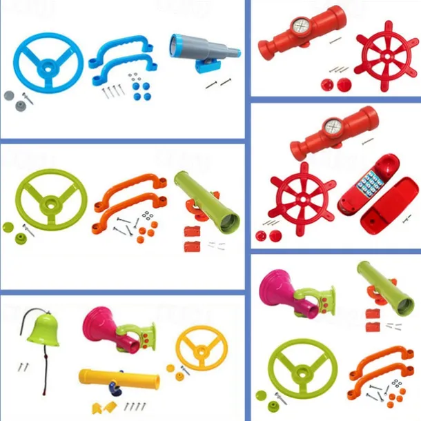 Children's toy set combination round steering wheel plastic telescope sounding horn bell toy accessories