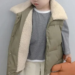 Child's Girls' Vest Coat Sleeveless Black White Yellow Solid Color Pocket Fall Winter Neutral School 4-12 Years