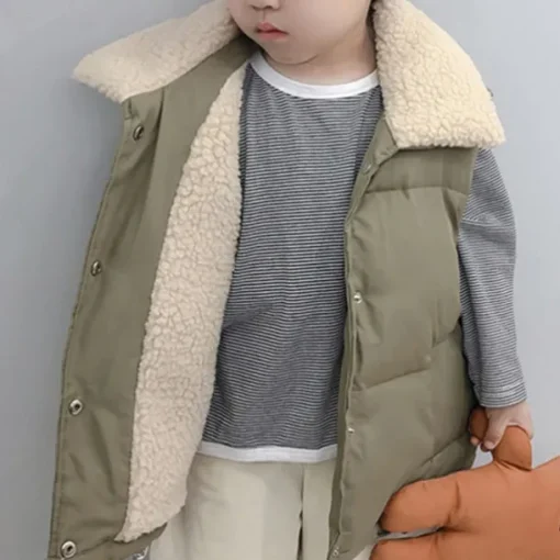 Child's Girls' Vest Coat Sleeveless Black White Yellow Solid Color Pocket Fall Winter Neutral School 4-12 Years