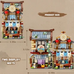 Chinese Street View Grocery Store Mini Building Blocks MOC Creative Building Toys Model Set for Girls 6-12 Years Old 970 PCS Simulation Architecture Construction Toy Gift Idea for Adults