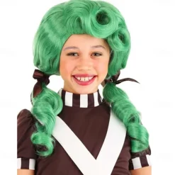 Chocolate Factory Worker Green Wig for Girls Carnival Wigs Halloween Wigs St.Patrick's Day Wigs