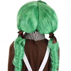 Chocolate Factory Worker Green Wig for Girls Carnival Wigs Halloween Wigs St.Patrick's Day Wigs