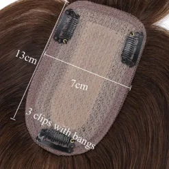 Choices 120% Density Silk Base Top Hairpiece 100% Human Hair Extensions Clip In On Hair Topper For Women Hand-made Top Hair Piece Middle Part With Thinning Hair Loss Hair #4 Medium Brown 6'' 27g