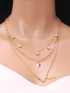 Choker Necklace Chrome Gold Women's Elegant Artistic Layered Necklace For Wedding Party Valentine's Day