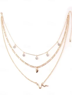 Choker Necklace Chrome Gold Women's Elegant Artistic Layered Necklace For Wedding Party Valentine's Day