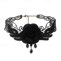 Choker Necklace Lace Tattoo Choker Punk Goth Fashion Gothic Lolita Jewelry Retro Vintage Style Lace Up Artificial Gemstones Lace Alloy Women's Girls' Costume Jewelry