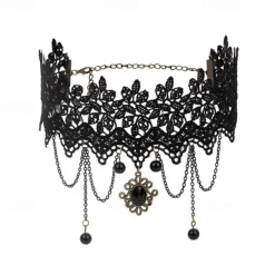 Choker Necklace Lace Tattoo Choker Punk Goth Fashion Gothic Lolita Jewelry Retro Vintage Style Lace Up Artificial Gemstones Lace Alloy Women's Girls' Costume Jewelry