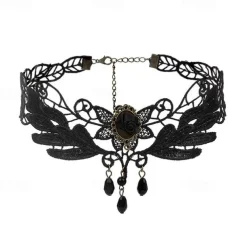 Choker Necklace Lace Tattoo Choker Punk Goth Fashion Gothic Lolita Jewelry Retro Vintage Style Lace Up Artificial Gemstones Lace Alloy Women's Girls' Costume Jewelry