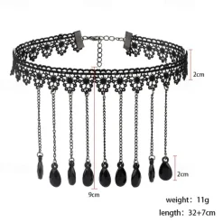 Choker Necklace Lace Tattoo Choker Punk Goth Fashion Gothic Lolita Jewelry Retro Vintage Style Lace Up Artificial Gemstones Lace Alloy Women's Girls' Costume Jewelry