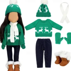 Christmas 18 Inch Doll Clothes and Accessories Winter Doll Outfits Set Sweaters Trousers Hats Shoes for 18 Inch Doll Gifts(WITHOUT DOLL)