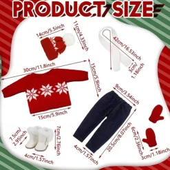 Christmas 18 Inch Doll Clothes and Accessories Winter Doll Outfits Set Sweaters Trousers Hats Shoes for 18 Inch Doll Gifts(WITHOUT DOLL)
