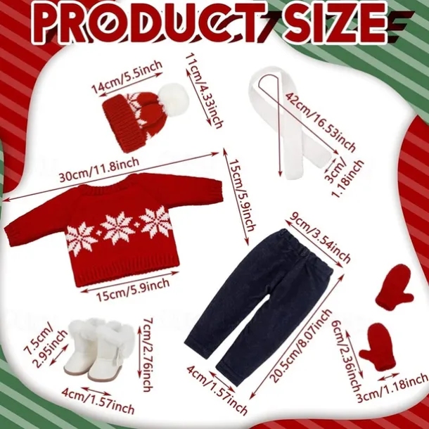 Christmas 18 Inch Doll Clothes and Accessories Winter Doll Outfits Set Sweaters Trousers Hats Shoes for 18 Inch Doll Gifts(WITHOUT DOLL)