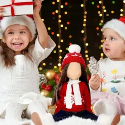 Christmas 18 Inch Doll Clothes and Accessories Winter Doll Outfits Set Sweaters Trousers Hats Shoes for 18 Inch Doll Gifts(WITHOUT DOLL)